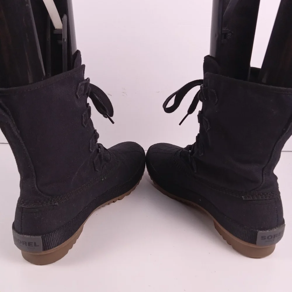 SOREL Women’s Tivoli Rugged Black Canvas Mid-Calf Winter Boots Size 9 Gorpcore